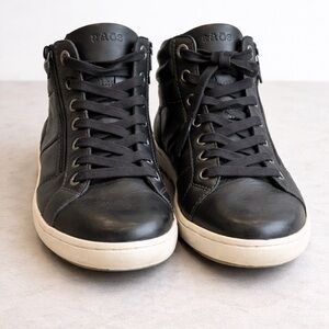 Taos Black Leather High Top Sneakers Side Zip Lace Up Comfort Shoes Women’s 7